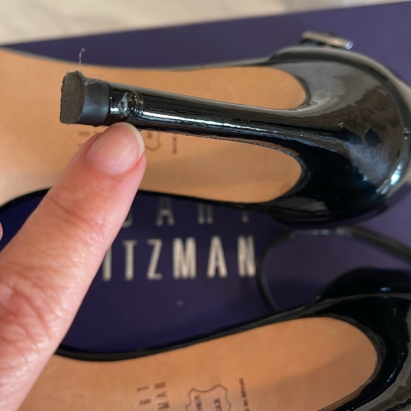 Stuart Weitzman Nudistsong Heel, Black Patent, Sz 6 - Picture 10 of 11